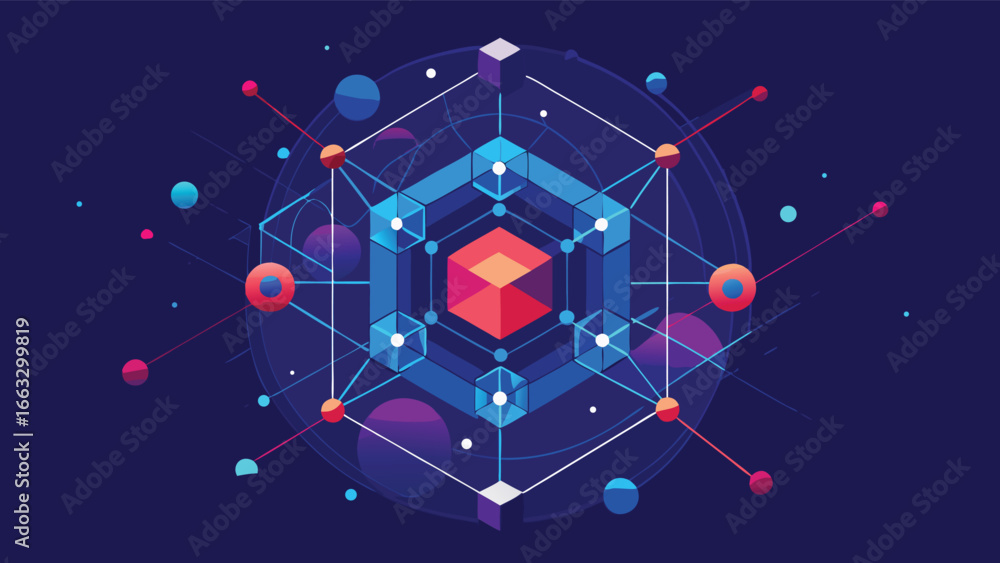 Poster a connectivity background featuring a red dot and a blue dot, symbolizing network connections and da