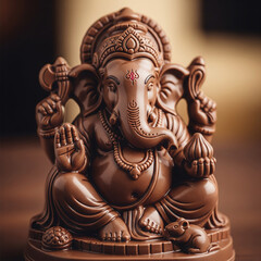 Obraz premium Turmeric Ganesha Idol Close-Up with Natural Yellow Glow