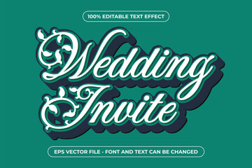 Green Nature Ornament Wedding Invite 3D Editable Text Effect