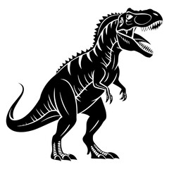Silhouette of Tyrannosaurus rex dinosaur roaring vector illustration. side view