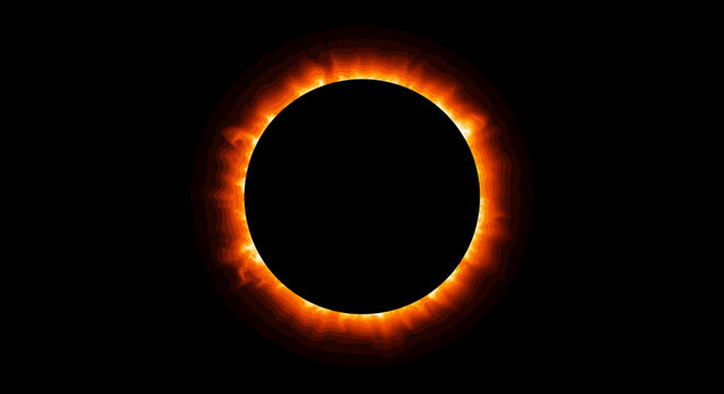 Fiery Ring: Abstract Orange Circle on Black Background. - Powered by Adobe