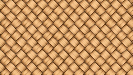Naklejka premium Seamless basketweave pattern, interlaced strips crossing over and under, woven texture, natural fibers, neutral beige tones, realistic textile or wicker surface, tileable design