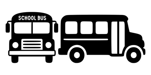 Front and Side View of a School Bus Silhouette