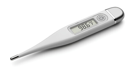 Digital thermometer for fever temperature check medical equipment and healthcare diagnostic tool isolated at isolated  white background