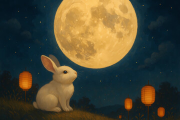Mid-autumn festival "rabbit under the moon at night". A traditional holiday in China, Vietnam,
Singapore, Malaysia, Taiwan, Hong Kong, South Korea. It symbolizes family reunification, gratitude for th