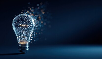 Glowing polygonal lightbulb, innovation concept (1)