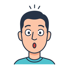 Surprised Expression: A vector illustration captures a person's wide-eyed astonishment and open-mouthed surprise, highlighting the emotive power of shock in graphic art.