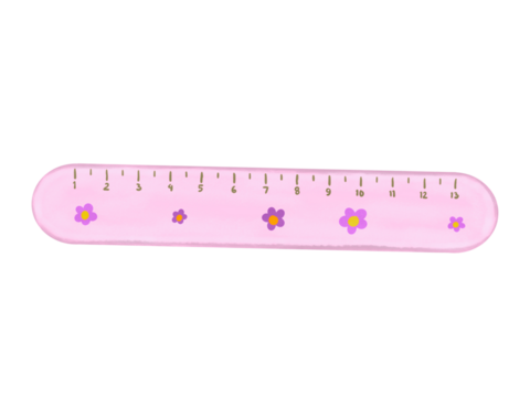 Pink ruler icon isolated on white background. 