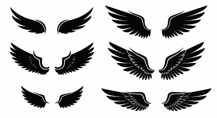 Fototapeta premium Wings Icons Set Vector Design on White Background. stock