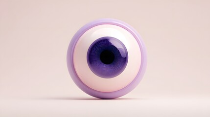 Close up of a purple and white evil eye charm against a light background