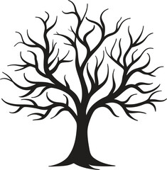 Obraz premium Hand-drawn dead tree icon, spooky tree illustration, barren tree vector, leafless tree sketch, halloween nature icon, creepy outline, flat vector design