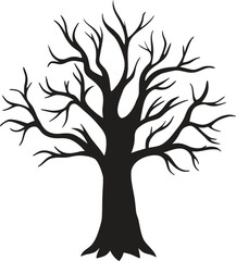 Obraz premium Hand-drawn dead tree icon, spooky tree illustration, barren tree vector, leafless tree sketch, halloween nature icon, creepy outline, flat vector design