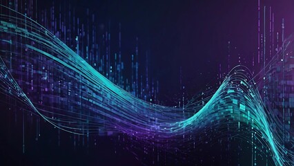 Abstract Data Stream Digital Wave Background, Technology, Information Flow 