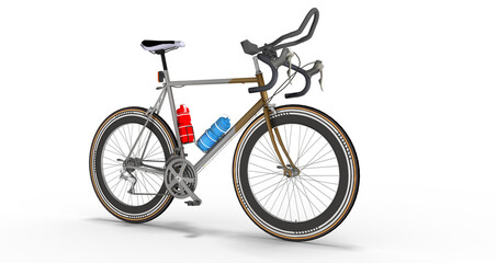 Obraz premium 3d Rennrad mit Trinkflaschen auf transparenten Hintergrund, freigestellt