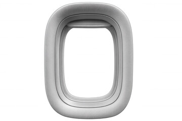 Obraz premium Empty airplane window frame with transparent background, perfect for showcasing scenic views or creative compositions