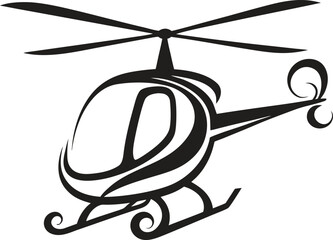 Hand drawn helicopter icon vector illustration, doodle style outline of aviation aircraft symbol, minimal sketch design isolated on white background for travel, transport and flight concepts
