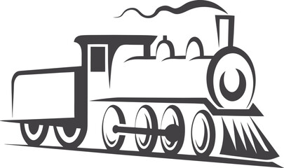Hand drawn locomotive train icon vector illustration, doodle style outline of railway engine symbol, minimal sketch design isolated on white background for transport, travel and vintage rail concepts