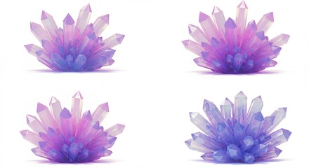 Four gradient crystal clusters isolated