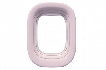 Empty airplane window frame isolated on transparent background, perfect for travel and aviation designs