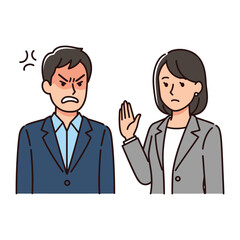 Disagreement at Workplace: Two colleagues engaged in a tense confrontation, their body language communicating a breakdown of understanding amidst workplace disputes.