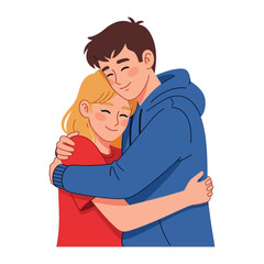 Embrace of Affection: A heartwarming illustration captures a tender moment as a couple embraces, symbolizing love, comfort, and a strong bond.