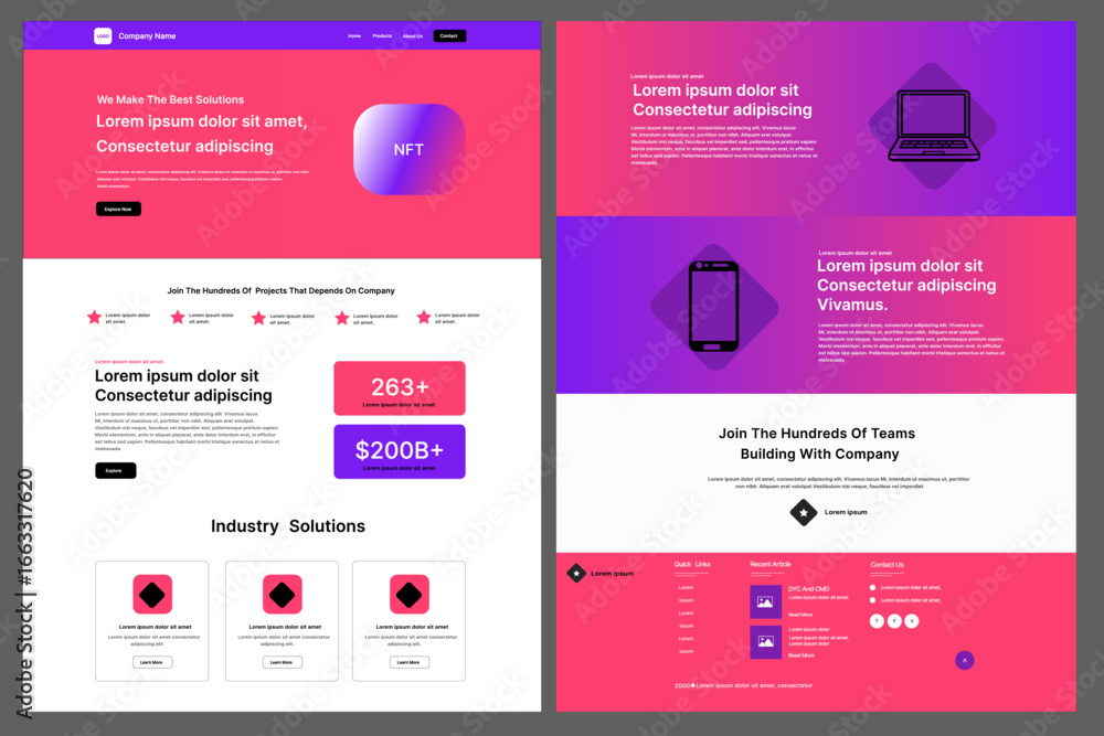 Wall mural new trending website ui design template of nft concept isolated on gray background - vector illustra