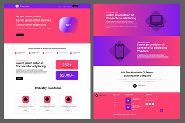 New trending website UI design template of NFT concept isolated on gray background - vector illustration