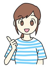 笑顔で説明する若い女性