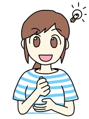 ひらめいた女性のイラスト
