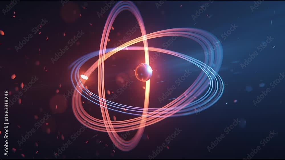 Poster exploring the beauty of atomic structures in a captivating visual display with vibrant colors and dy