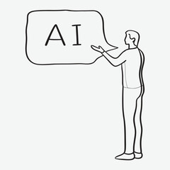 Human figure presenting line art.