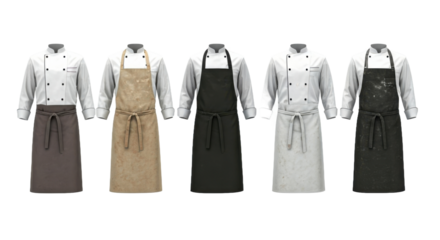 Collection of Aprons in Various Colors for Culinary Professionals