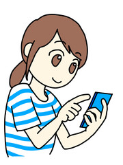 スマホを操作する女性