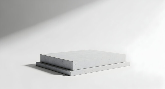 Monochrome display plinth for product placement with minimalist architecture