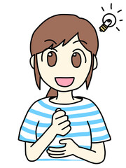 ひらめいた女性のイラスト