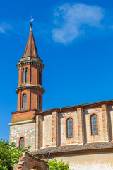 Tower of the historic Madeleine church in Albi, France