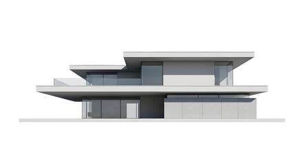 Sophisticated minimalist house exterior showcasing clean lines and flat roof