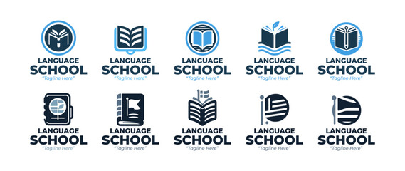 10 Language School Logo Set Modern Minimalist Education Brand Design