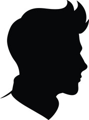 Man face side view silhouette vector icon on white background. Man vector logo silhouette. black man. 