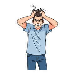 Frustration Embodied: A striking depiction of human emotion captures the peak of emotional turmoil, personified by a man in a moment of deep despair and overwhelming stress. © azizunnahar