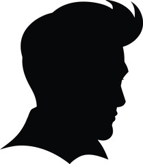 Man face side view silhouette vector icon on white background. Man vector logo silhouette. black man. 