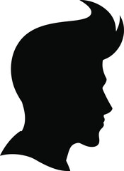 Man face side view silhouette vector icon on white background. Man vector logo silhouette. black man. 