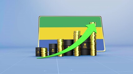 Gabon Oil Revenue Growth 3D Economic Infographic for Energy Sector - Powered by Adobe