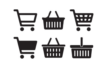 Shopping cart icon set business line drawing of shopping cart. Internet shop buy symbol,. E-commerce outline icons. Add to cart button. victor illustration eps10.