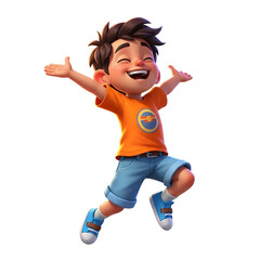 Happy Jumping Boy Illustration Joyful Childhood Energy Playfulness Kids Cartoon Vector Graphic Design