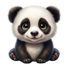 Obraz premium Cartoon Panda PNG Isolated Transparent for Kids Design.