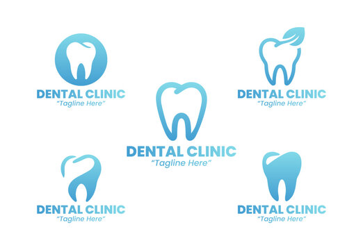 5 Clinic Logo Set Clean Professional Tooth Branding