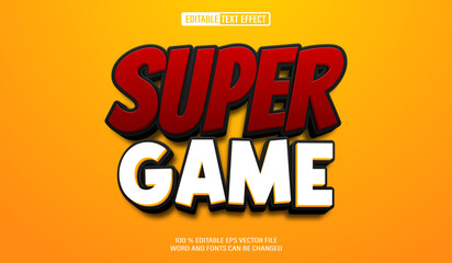 Editable 3d text style effect - Super Game Cartoon Style text effect Template