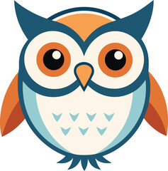 Fototapeta premium An adorable cartoon owl illustration with big eyes and simple flat design, suitable for children’s books and decor