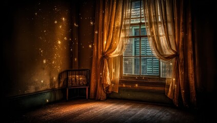 Fototapeta premium Abandoned Room With Glimmering Light Through Window